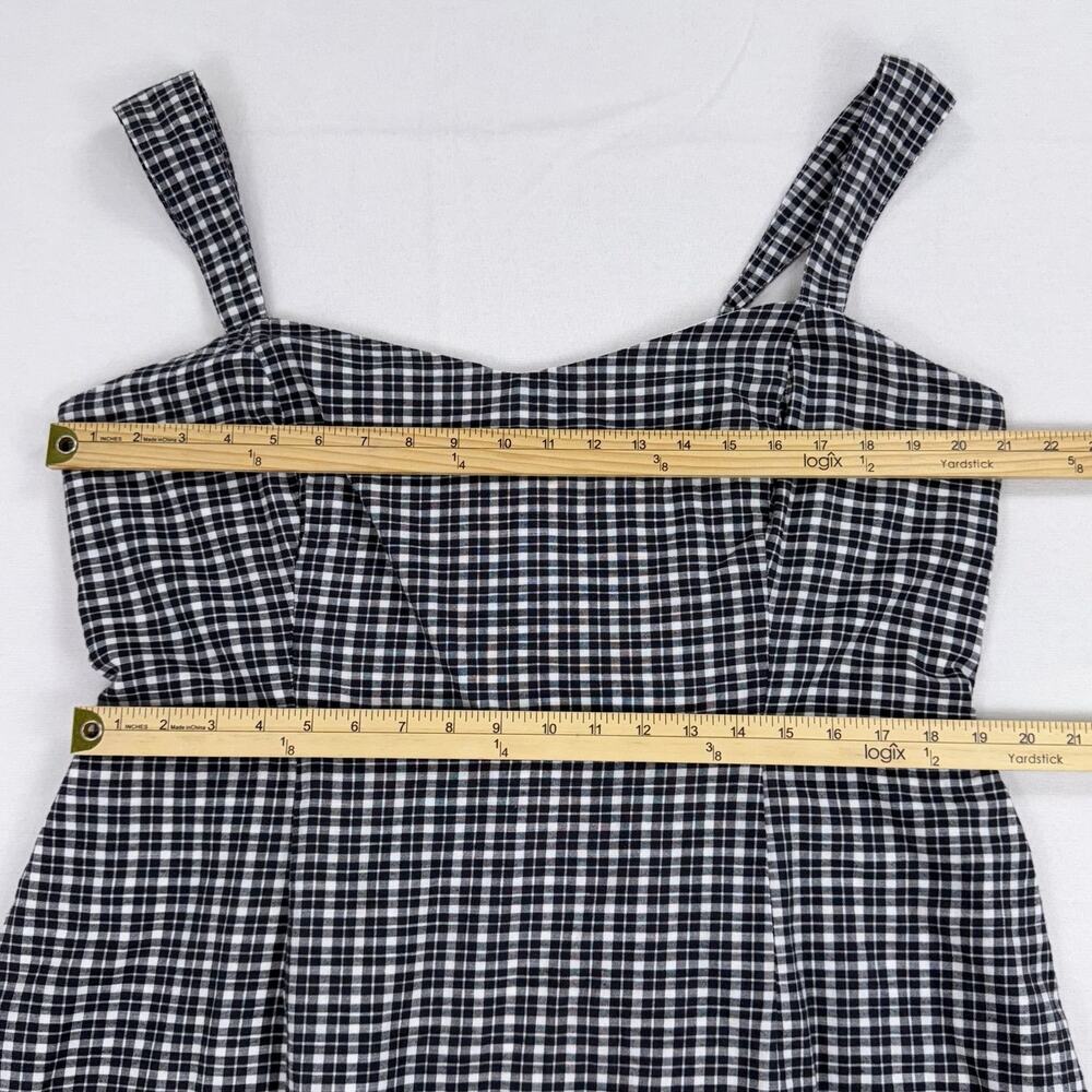 Abercrombie & Fitch Women's Plaid Woven Mini Dress XL Black White Wide Strap - Picture 10 of 15
